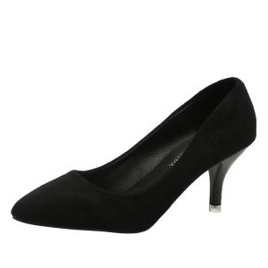 2025 New Womens Professional Pumps Black Low Heel 2-3cm Work Office Student Ceremony Formal Shoes Korean Style Velvet Surface
