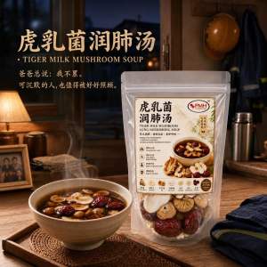 Tiger Milk Mushroom Soup - Nourishing Soup with Tiger Milk Mushroom Red Dates and Walnuts - Suitable for Daily Consumption and Health Maintenance 虎乳润肺汤包 天然药材