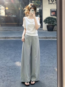 SUSIEYUAN | White Off-Shoulder Short Sleeve Summer Outfit Set