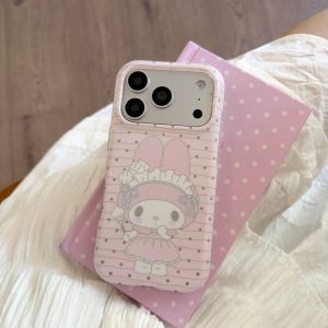 Sanrio | Ốp Điện Thoại iPhone My Melody Dễ Thương Có Dây Đeo Tay Nơ Ngọc Trai Chống Sốc Bảo Vệ Ống Kính Lớn Dành Cho iPhone 16 15 17 Pro Max