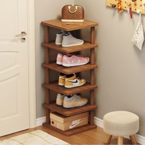 Corner Wooden Shoe Cabinet Multi-layer Partition Home Entrance Hallway Slim Customizable Residential Furniture Shoe Rack