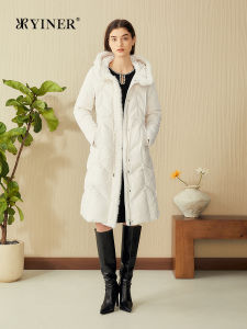 Hooded Long Thickened Warm Sable Fur Stripe Down Jacket