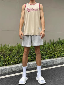 Light Grey Basketball American Sports Shorts Men Summer 2024 Fitness Training Pants Loose Fit Low Waist Cotton Polyester