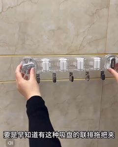 Suction Cup Broom Rack Wall Hanging Without Drilling Bathroom Mop Hanger Bathroom Balcony Wall Storage With Hook