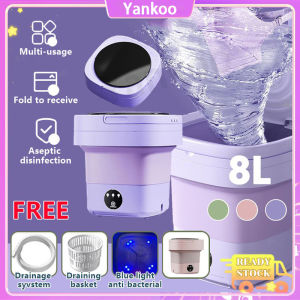 Mesin Cuci Mini 8L Lipat Dengan Keranjang Drain Multi-penggunaan Dehidrasi kunci Sterilisasi cahaya biru Waktu cerdas Cocok untuk pakaian dalam pakaian dalam kaus kaki dll