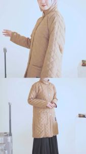 Jaket Muslimah Puffer Belva - Kerah Opal Elegan Travel Umroh & Haji | Outer Syari Warna Pastel
