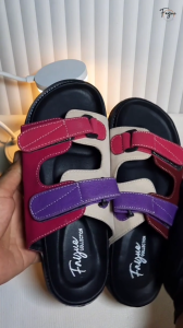 RAINBOW  Sandal Wanita pria FAYUE | SIZE 35 - 45 sandal tinggi warna krem putih hitam sandal flat bahan kulit sintetis dan kanvas premium  Sandal Wanita Kekinian Sandal Fuji Korea Sandal Jelly Slop Wedges Premium Tidak Licin Empuk