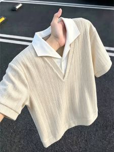 LIUBU | Design Sense Mock Layer Polo Shirt Short Sleeve Mens Cleanfit