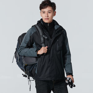 Shell Jacket Mens and Womens Detachable Fleece Lined Windproof Waterproof Jacket Winter Outdoors Hiking Three-in-One Outwear