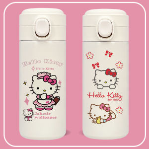 Cute Kitty Cat Stainless Steel Insulated Water Bottle for Women Cartoon Elastic Lid Tea Cup Heat Preservation Daily Use