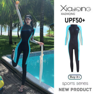 UPF50+ Full Body Sun Protection Swimming Suit Womens One-Piece Surfing Snorkeling Suit Long Sleeve Long Pants Jellyfish Suit Quick Dry Swimwear