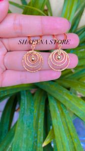 ANTING EMAS CLIP BANDUL RING HOOP BERLAPIS ELEGANT LAPIS EMAS ANTI ALERGI ( COD )
