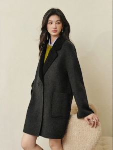 SEIFINI | Contrast Collar Loose Fitted Double-Faced Coat with Alpaca Wool and Silk