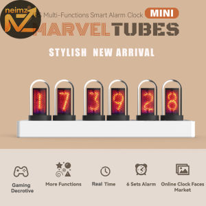 IPS Nixie Tube Alarm Clock with Colorful RGB Lights for Game Room Decoration. DIY Clock Faces and Pictures for Gift Idea