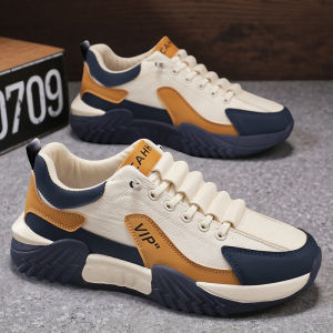 Mens Winter Waterproof Non-slip Work Sports Shoes Thick Bottom Leather Surface Slip-On Dad Shoes Large Size 45 Fashionable Casual Sneakers