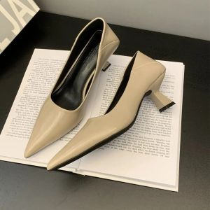 Giày cao gót nữ mùa hè kim cương giả Giày da mềm mũi nhọn giày văn phòng làm việc