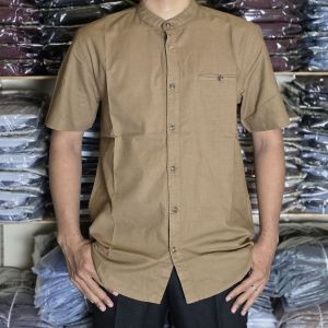Kemko Livio - Kemeja Polos Pria Kerah Koko Slimfit Lengan Pendek Original