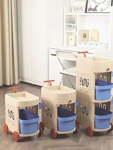 Household floor-to-ceiling multi-layer shelves plastic drawer-type narrow slit trolley multi-functional artifact bookshelf storage cabinet