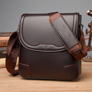 Kangaroo Luxury Brand Vintage Men Messenger Bag For Men Leather Business Brown Black Casual Shoulder Bag Male Crossbody Side Bag