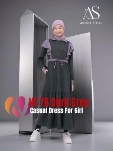BAJU DRESS CANTIK LITTLE GIRLS DAILY OUTFIT GAMIS TEEN NIBRAS NT 76 DARK GREY