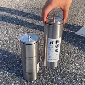 แก้วเยติทรงกระบอก เก็บความเย็นได้ 6-12 ชม กระติกน้ำร้อนแก้วเก็บความเย็น แก้วกาแฟสแตนเลสพร้อมหลอด กระติกเก็บความเย็นความจุขนาดใหญ่ 600มล