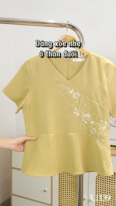 Áo kiểu thiết kế tinh tế thanh lịch với chất liệu Xẹc Ý cao cấp mềm mịn AN4L1139 Thời trang Thiều Hoa