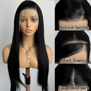 13x4 Black Straight Wig Synthetic Lace Wigs Long Silk Straight Wig High Quality Lace Front Wigs for Women Daily Use Cosplay Wig