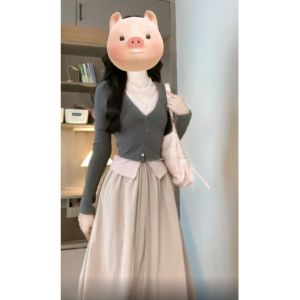 Chic Knitted Sweater And Mini Skirt Two-Piece Set Elegant Autumn Fashion Womens High-End Ensemble Stylish Korean Style