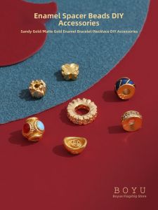 BOYU | New Year Style Small Size Sand Gold 18K Gold Plated Spacing Beads Bracelet Making Supplies