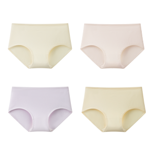 Pure Cotton Womens Underwear Mid-High Waist Thin Summer Briefs Antibacterial Comfortable Ladies Triangle Pants 4-Pack