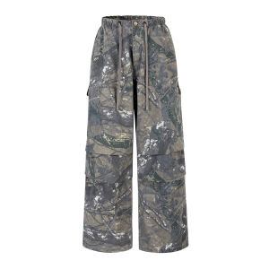 Quần Làm Việc Họa Tiết Lá Cây Nhẹ Chống Mài Mòn Rộng Rãi Phong Cách Hip Hop Quần Điêu Luyện Mùa Hè SMILEDDD