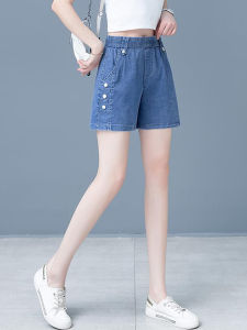 Shalldoer | Denim Tencel High Waist Loose Wide Leg Shorts Thin