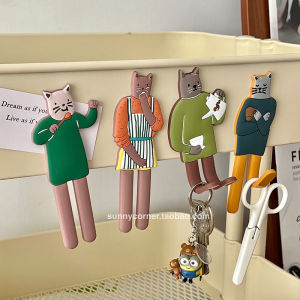 Punch-Free Seamless Refrigerator Magnetic Hook Creative Cute Long Leg Cat Magnet Refridgerator Magnets Magnetic Small Hook