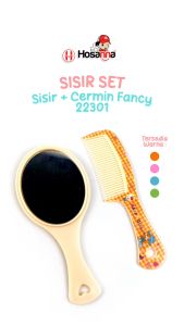 Kaca Sisir Gagang Set Motif / Souvenir Cermin Mini