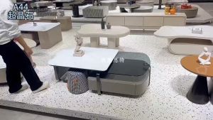 WFURNITURE Modern Classic Coffee Table Sintered Stone 360 rotate Marble coffee table Tempered Glass/Meja kopi Mewah/岩板咖啡桌