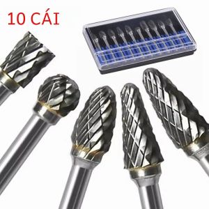 10 Chiếc Carbide Burr Bộ Hợp Kim Cứng Thép Vonfram Đôi Cắt Quay Tập Tin Xay Đầu Cắt Cho Chế Biến Gỗ Mài Khắc