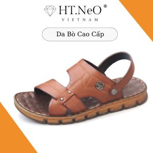Sandal Nam HT.NEO Da Bò Nhập Khẩu Cao Cấp Kết Hợp Đế  Đệm Massger Được Khâu May Chắc Chắn Kiểu Dáng Lịch Sự