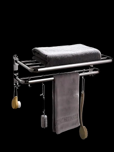 MANUYAMA SUS304 Stainless Steel Towel Rack Bathroom Storage Shelf No Drilling Installation Storage Rack
