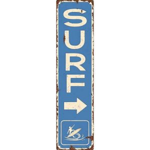 CIFbuy | Vintage Surf Beach Metal Sign - 4x16" Nautical Wall Art for Home Bar Cafe & Outdoor Decor