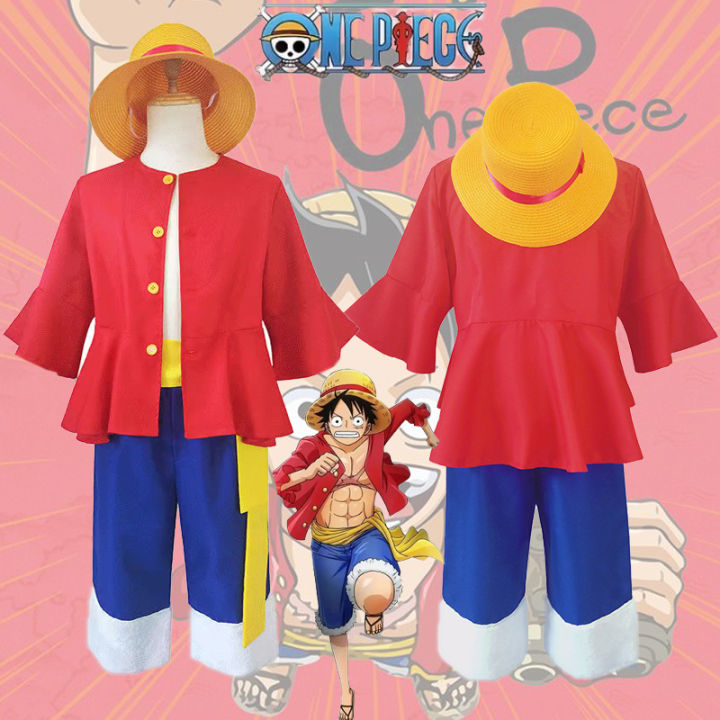 One Piece Luffy Straw Hat Cosplay - Yellow/Red Ribbon, Adult Size, Unisex