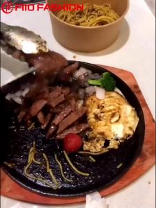 Oval Sizzling Plate Sisig Plate Cast Iron Sizzling Plate With Wood Base Steak Grill Plate