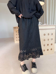 Vogana Original Large Size Embroidered Lace Half Skirt Korean Style Cotton Dress Elegant Atmosphere Rose Holiday Fashion