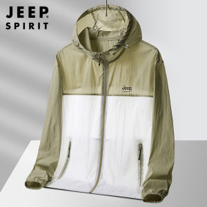 JEEP SPIRIT เสื้อแจ็คเก็ตผู้ชายเสื้อผ้ากันแดดน้ำหนักเบาป้องกัน UV ท่องเที่ยวกลางแจ้งเสื้อโค้ทมีฮู้ดการปีนเขาการจับปลา
