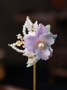 ดอกไม้ประดับผมเล็กสไตล์จีนสีม่วงสำหรับผู้หญิง 2025 รุ่นใหม่ ดีไซน์เรียบง่าย สไตล์วินเทจ เครื่องประดับผมแบบลำลองสำหรับผู้หญิง