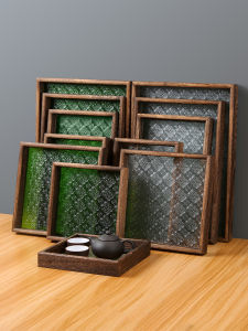 ชามยาวทรงกลมไม้ลายดอกกุหลาบสไตล์ย้อนยุคพร้อมชามรองแก้วสำหรับใช้ในบ้าน ชามรองเครื่องดื่ม ชามรองชาใหม่ ชามรองแก้ว