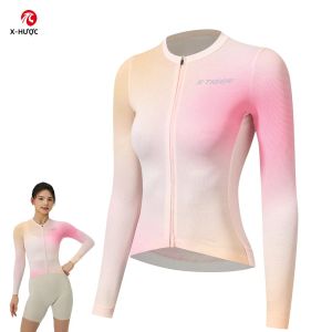 Áo Thể Thao Đạp Xe Nữ Dài Tay Chống Nắng SPF 50+ Thoáng Khí Khóa Kéo Chất Liệu Polyester Spandex Dệt Kim Chống Mồ Hôi Chống Nhăn Chất Lượng Cao Cấp