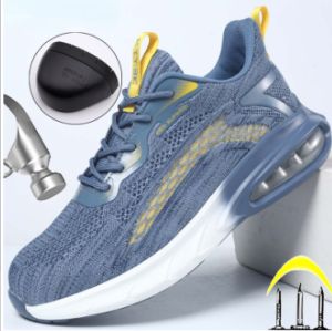 QINHUIZE New labor insurance shoes air cushion fashion mens work safety shoes sports shoes steel toe cap protective work shoes
