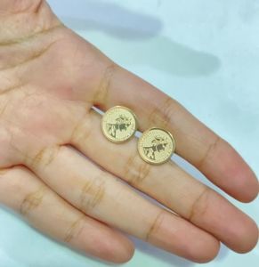 Anting Tusuk Koin Elizabeth 12 mm Titanium Anti Luntur Perhiasan Aksesoris Wanita Stud Earing Rose Gold Vintage Style 52-AT