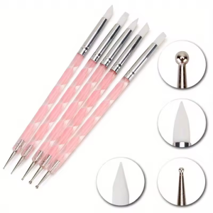 LULAA 5 Silicone Tip Dotting Pens Double Ended Nail Art Dotting Pens Dotting Tools Suitable for Nail Salons and Home DIY