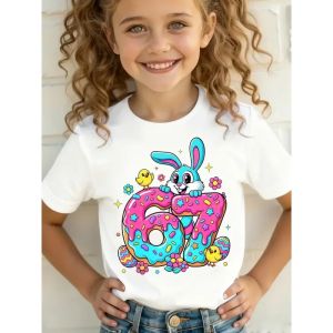 Bandai | Kids Easter Bunny Print Cotton T-shirt Girls Casual Short Sleeve T-shirts Childrens Cartoon Clothing Fashion 67 Sxi Seven